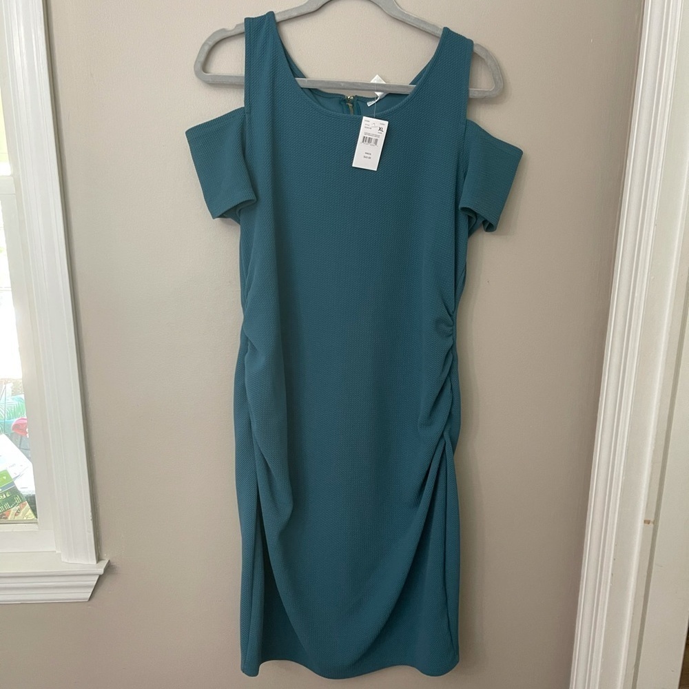 NWT Motherhood Maternity Cold Shoulder Blue Dress